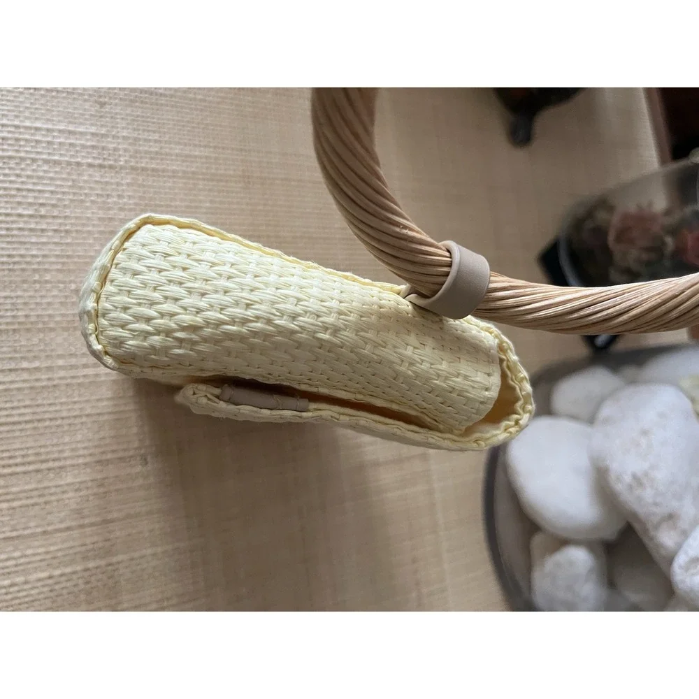 A New Day Straw Bracelet Pouch Clutch Purse Yellow Mini Bag